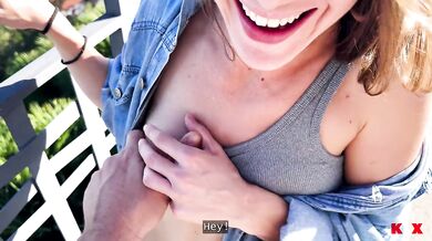 Public Blowjob Interrupted… Ended in the Car with a Big Cum Swallow - KLX