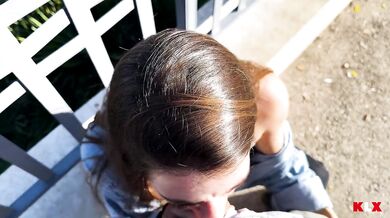 Public Blowjob Interrupted… Ended in the Car with a Big Cum Swallow - KLX