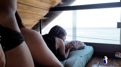 Passionate sex with your girlfriend overlooking the sea