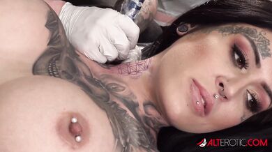 Janey Doe gets new ink and a face full of cum