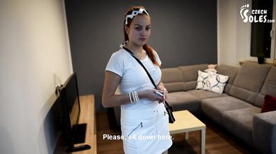 Megan's feet at casting (18 y/o feet, high heels, foot babe, long toes, sexy feet, soft soles, toes)
