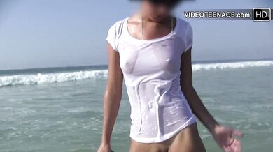18 years old brunette naked at beach