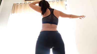 My stepmom is relaxing doing nude yoga