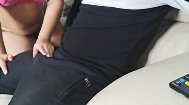My Brother's Girlfriend Gave me handjob and She wants me to cum in her big ass