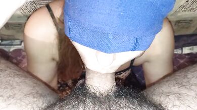 Stepsister sucks cock and gets cock in her hairy pussy