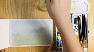 Painting a Landscape in watercolor part one real time