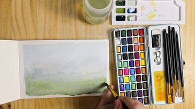 Painting a Landscape in watercolor part one real time