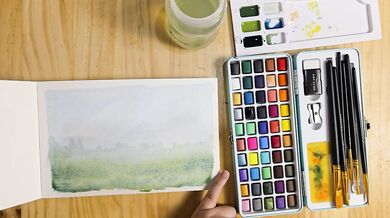 Painting a Landscape in watercolor part one real time
