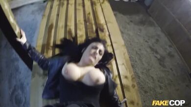 Caught Fucked and Given a spunk load on her Big Tits - Fake Cop