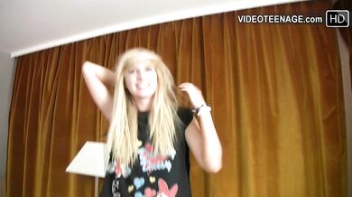 shy 18 year blonde Vicky does her first porn casting