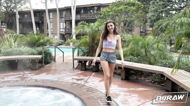 BJRAW Skinny babe Maya Woulfe deepthroats a big dick