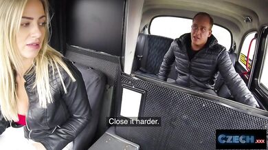 CZECH XXX - Hot Blonde Taxi Driver with Hugh BOOBS gets Pussy Licking Orgasms
