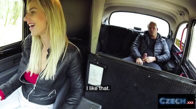 CZECH XXX - Hot Blonde Taxi Driver with Hugh BOOBS gets Pussy Licking Orgasms