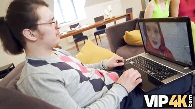VIP4K. Unlucky man can only watch three beauties licking each other pussies
