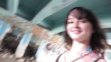 Vacation fun with sweet and innocent Remi Raw behind the scenes blowjob in the car