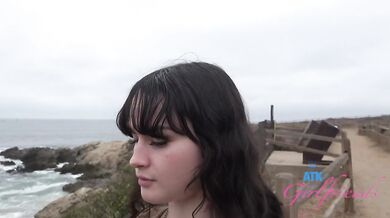 Vacation fun with sweet and innocent Remi Raw behind the scenes blowjob in the car