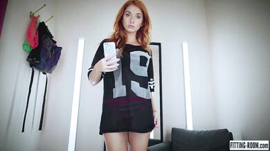 FITTING-ROOM Alternative Model Red Fox tries on some thongs and fucks her ass