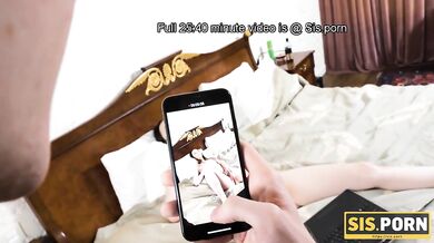 SISPORN. Guy enters the room with iPhone in hands and catches sepsis rubbing pussy