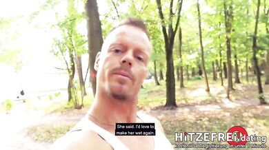 Risky Outdoor Public Sex with Hot German Blonde Milf