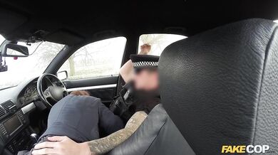 Policeman has Anal sex outdoors with a hot redhead - Fake Cop