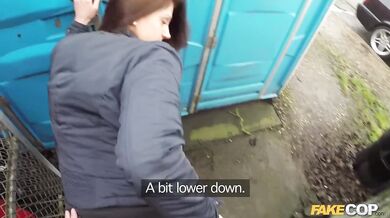 Policeman has Anal sex outdoors with a hot redhead - Fake Cop
