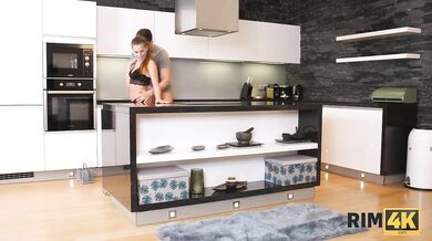 RIM4K. Angel interrupts repairer and starts licking his ass by the dishwasher