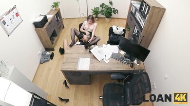 LOAN4K. Czech girl with huge boobs is sucking clerk’s big cock in his office
