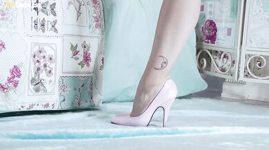 Watch cute blonde tease Lucy Mae literally stripped down naked in "fuck me" heels