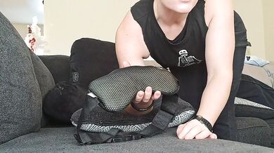 Milf Grinds on Vibrating Eye Mask to Orgasm