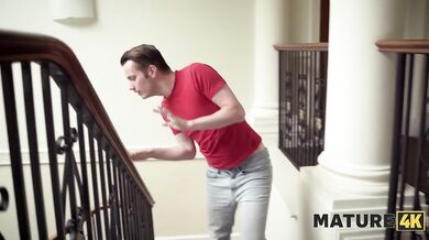 MATURE4K. Hot MILF is making milkshakes with her horny neighbour and let her husband to taste it