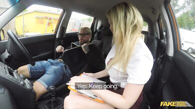 Sexy BLONDE MILF driving examiner needs dicking after a failed test - Fake Driving School