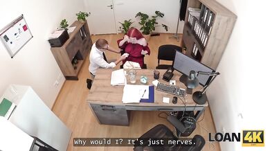 LOAN4K. Hot big-titted redhead Miss Olivia got so horny and jumped on a cock right in the office