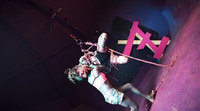 Tattooed Skinny Girl get Suspended on rope - Bondage Shiabri BDSM