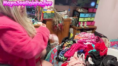 Watching Porn With My Massive Toy As I Sort My Lingerie - Another Horny Milf
