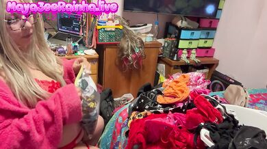Watching Porn With My Massive Toy As I Sort My Lingerie - Another Horny Milf