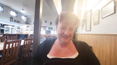 Trashy MILF shows all at a local bar. Could be caught at any time