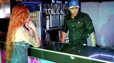 Bartender has risky sex at work with a horny girl - Brandon Cruz & Andrea Castro