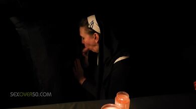 A Sexy MILF Nun is Seduced by Her Priest While She Prays and Worships At The Alter Of His Cock.