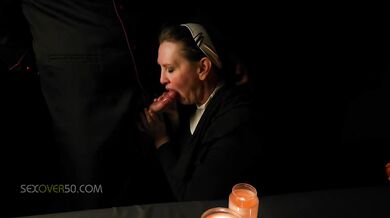 A Sexy MILF Nun is Seduced by Her Priest While She Prays and Worships At The Alter Of His Cock.