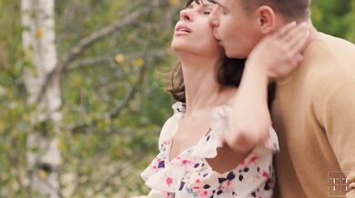 Cum all Over His Fiancée's Tits in the Woods