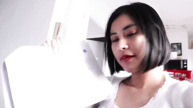 Beautiful Thai student SUCK her kinky Neighbor