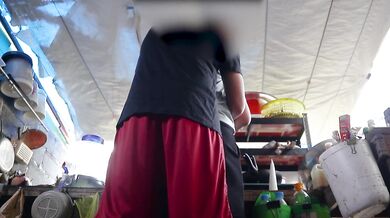 Amateur Thai couple have sex in the kitchen while the wife is cooking. (Cam 2-1)