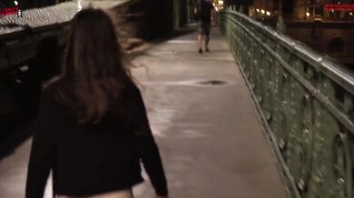 Risky Lesbian Sex in Public on a Bridge Between Passersby
