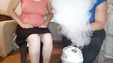 In the café in the VIP room, the waitress brought me and my friend to orgasm twice