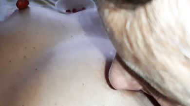 Feeding my girlfriend strawberries from pussy, belly button, tits and ass - lesbian_illusion