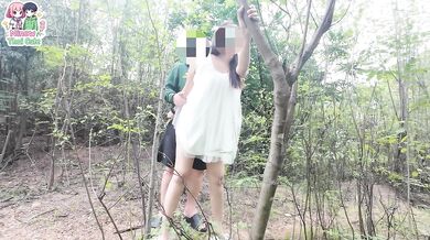 Thai girl gets her pussy licked in the forest before getting fucked. Outdoor thai