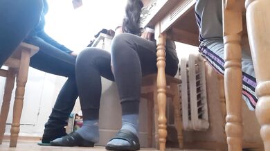My girlfriend paid me a debt with under the table in front of my girlfriend - lesbian_illusion