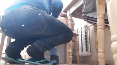 My girlfriend paid me a debt with under the table in front of my girlfriend - lesbian_illusion