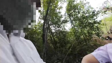 A horny Thai school girl gets fucked deep in the forest.