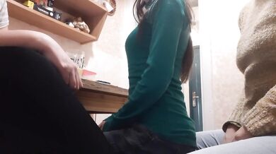 with ex in the kitchen when her new girlfriend went out to the toilet - IkaSmokS